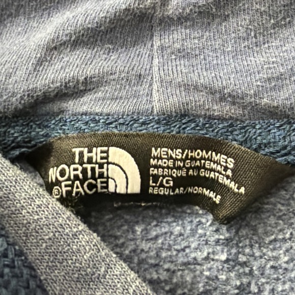 The North Face Blue Pullover Hoodie Men's Large Logo Sweatshirt Kangaroo Pocket - Picture 3 of 16